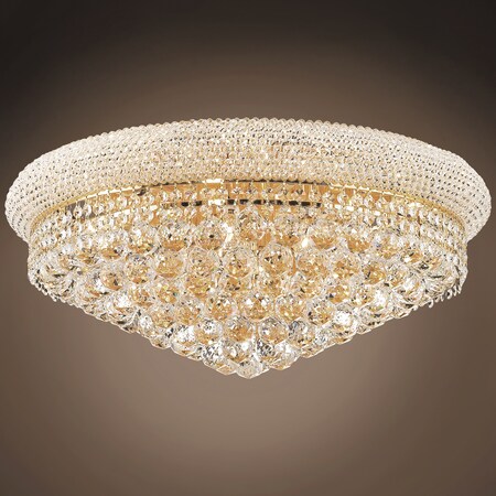 Bagel Design 12 Light 24" Gold Flush Mount with Clear Asfour Crystals